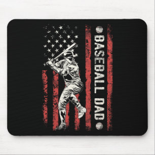 Dad Flag Gifts Dad Men Baseball Fathers Day Mouse Pad