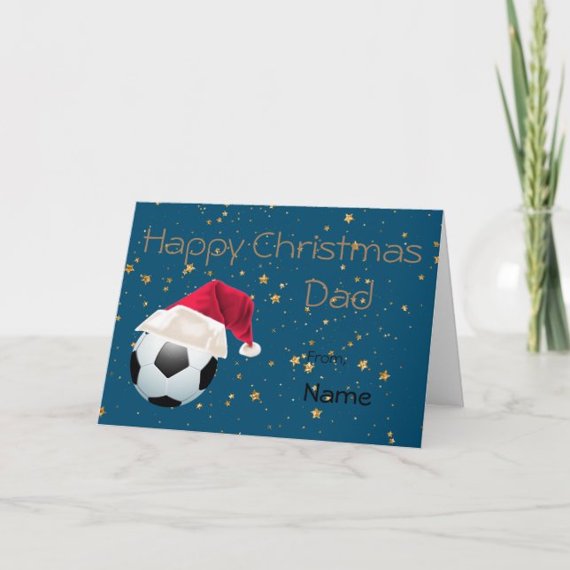 Dad Football Sports Christmas Personalised Holiday Card (Front)