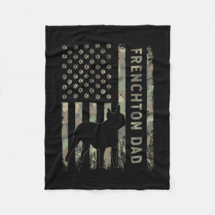 Dad French Bulldog Boston Terrier Camo Usa Flag Fleece Blanket