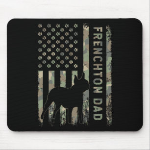 Dad French Bulldog Boston Terrier Camo Usa Flag  Mouse Pad