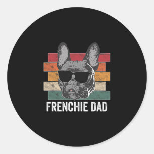 Dad French Bulldog Retro Apparel For Men Kids Classic Round Sticker