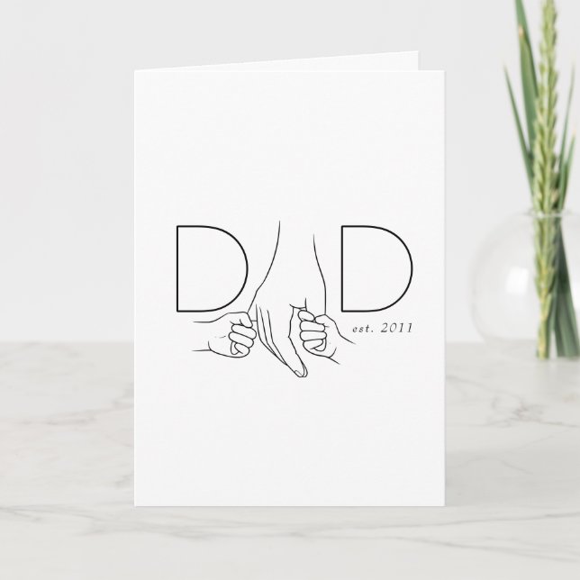 Dad From Kids Minimal Line Art Father Child Card (Front)