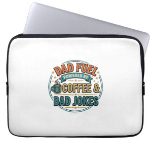 Dad Fuel Coffee and Bad Jokes Vintage Shirt Design Laptop Sleeve