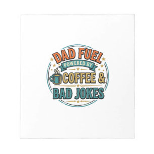 Dad Fuel Coffee and Bad Jokes Vintage Shirt Design Notepad