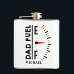 Dad Fuel Funny Father's Day Birthday Personalised Hip Flask<br><div class="desc">Dad Fuel Funny Father's Day Birthday Personalised Name Flask features "Dad Fuel" in modern black script with a fuel indicator. Personalised with your name by editing the text in the text box provided. Perfect gift for Father's Day,  Christmas,  birthday and much more. Created by ©Evco Studio www.zazzle.com/store/evcostudio</div>