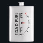 Dad Fuel Funny Father's Day Birthday Personalised Hip Flask<br><div class="desc">Dad Fuel Funny Father's Day Birthday Personalised Name Stainless Steel Flask features "Dad Fuel" in modern black script with a fuel indicator. Personalised with your name by editing the text in the text box provided. Perfect gift for Father's Day,  Christmas,  birthday and much more. Created by ©Evco Studio www.zazzle.com/store/evcostudio</div>