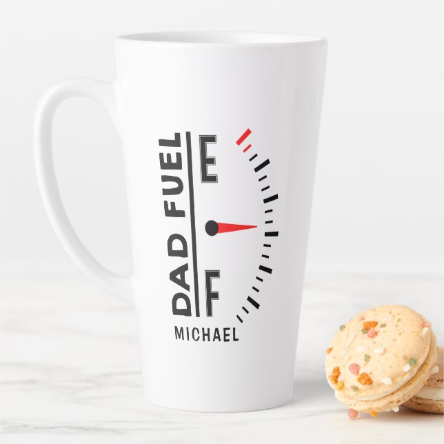 Dad Fuel Funny Father's Day Birthday Personalised Latte Mug (In Situ)