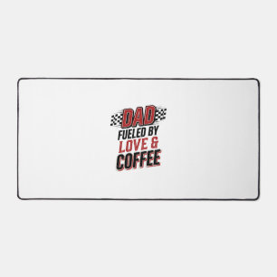 Dad Fuelled by Love and Coffee Racing Shirt Design Desk Mat