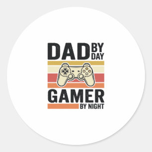 Dad Gamer Vintage Controller T-Shirt Design_1 Classic Round Sticker