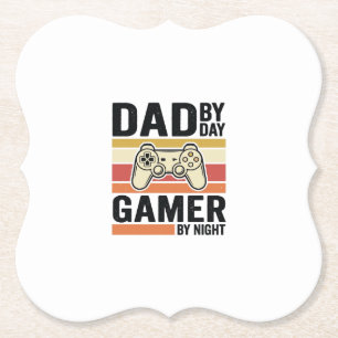 Dad Gamer Vintage Controller T-Shirt Design_1 Paper Coaster