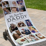 Dad Gift 15 Photo Collage Beach Towel<br><div class="desc">Personalised father's day gift beach towel featuring a fresh white background that can be changed to any colour,  15 family photos,  the text "we love you daddy",  and the childrens names.</div>