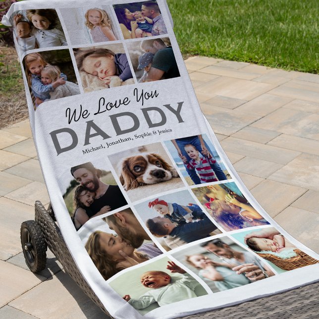 Dad Gift 15 Photo Collage Beach Towel (Creator Uploaded)