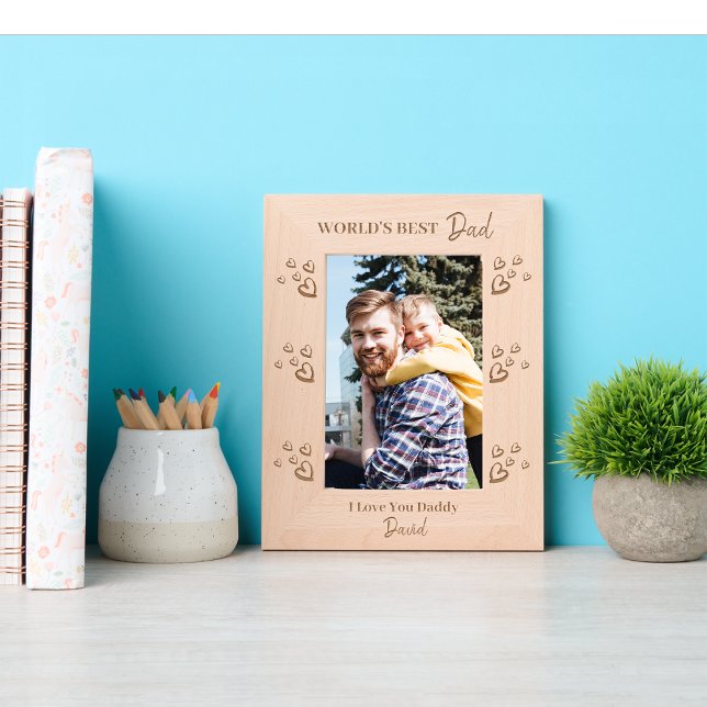 Dad Gifts Fathers Day Birthday World's Best Daddy Etched Frames (Dad Gifts Fathers Day Birthday World's Best Daddy Engraved Frames wooden rustic we love you)