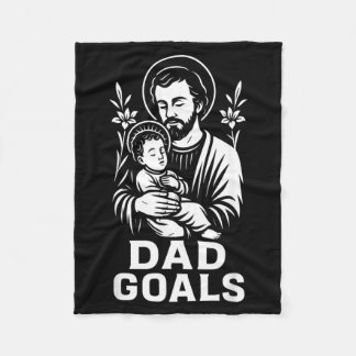 Dad Goals Saint Joseph Catholic Father Faith Fleece Blanket