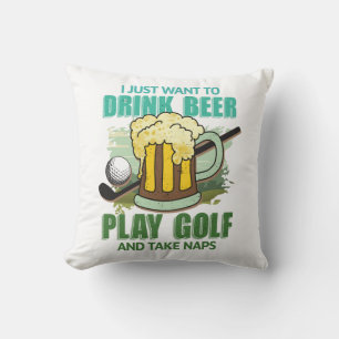 DAD GOLF and BEER White Throw Pillow