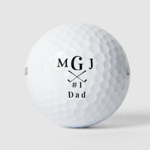 Dad Golf Clubs Monogrammed Initials #1 Dad Golf Balls