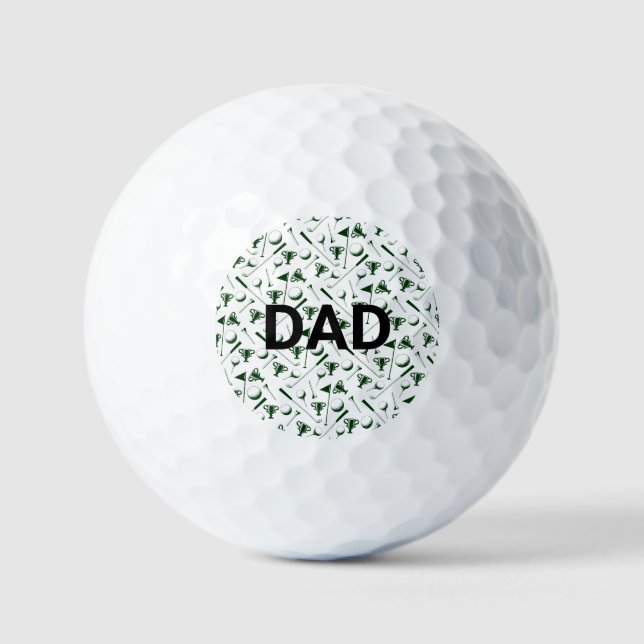 DAD Golfing Sports INITIALS Fathers Day Classic Golf Balls (Front)
