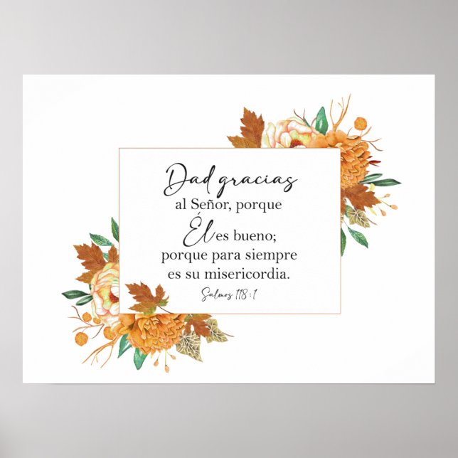 Dad gracias, Salmos 118 Póster Poster (Front)