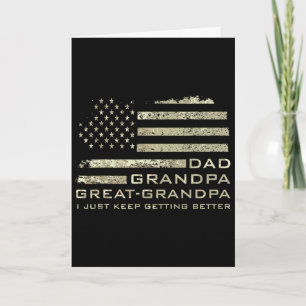 Dad Grandpa Great Grandpa American Flag Fathers Da Card