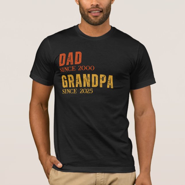 Dad Grandpa Personalised Since Year Retro Custom T-Shirt (Front)