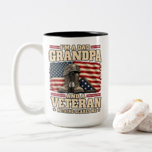 Dad Grandpa Veteran Nothing Scares Me Proud Papa Two-Tone Coffee Mug