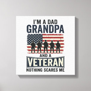 Dad Grandpa Veteran Patriotic Vintage Shirt Design Canvas Print
