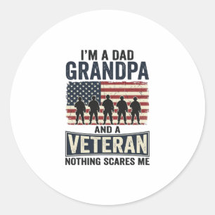 Dad Grandpa Veteran Patriotic Vintage Shirt Design Classic Round Sticker
