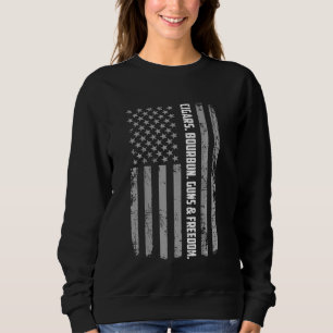Dad Grandpa Veteran Us Flag Cigars Bourbon Guns Fr Sweatshirt