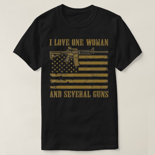 Dad Grandpa Veteran US Flag I Love One Woman & Sev T-Shirt (Design Front)