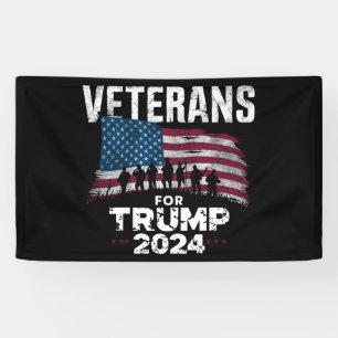 Dad Grandpa Veterans For Trump 2024 American Flag  Banner