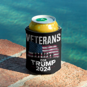 Dad Grandpa Veterans For Trump 2024 American Flag Can Cooler