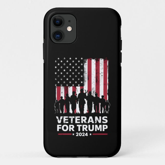Dad Grandpa Veterans For Trump 2024 American Flag Case-Mate iPhone Case (Back)