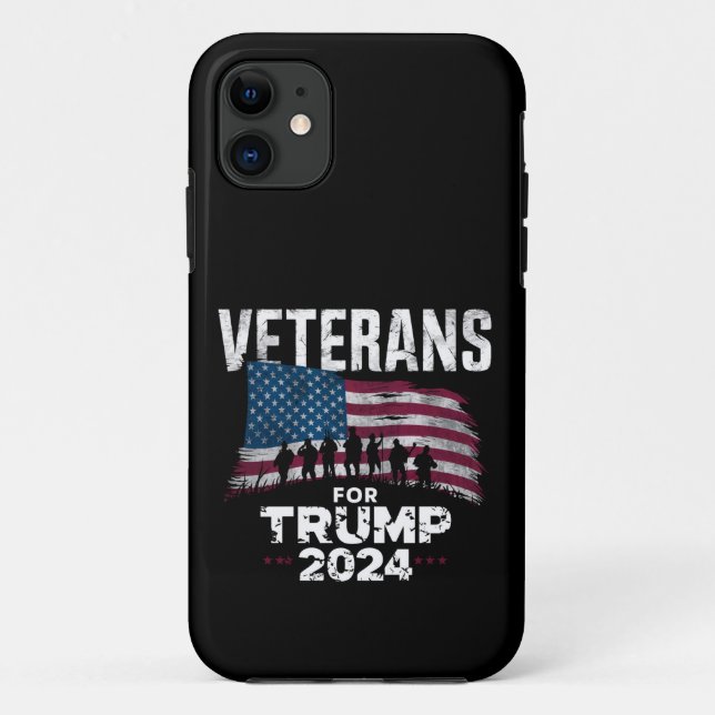 Dad Grandpa Veterans For Trump 2024 American Flag  Case-Mate iPhone Case (Back)