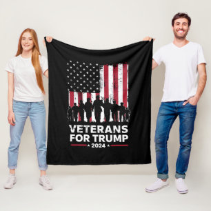 Dad Grandpa Veterans For Trump 2024 American Flag Fleece Blanket