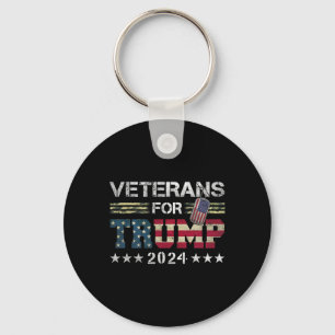 Dad Grandpa Veterans For Trump 2024 American Flag  Key Ring