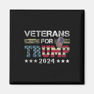 Dad Grandpa Veterans For Trump 2024 American Flag Magnet