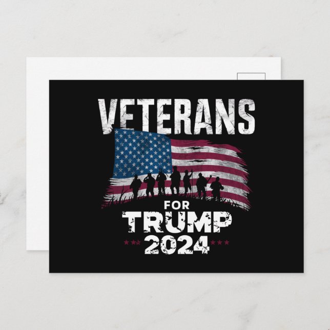 Dad Grandpa Veterans For Trump 2024 American Flag  Postcard (Front/Back)