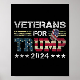 Dad Grandpa Veterans For Trump 2024 American Flag  Poster