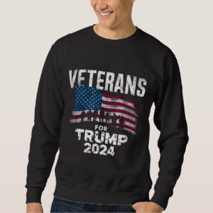 Dad Grandpa Veterans For Trump 2024 American Flag  Sweatshirt