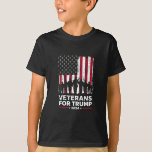 Dad Grandpa Veterans For Trump 2024 American Flag T-Shirt