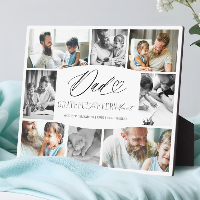 Dad Grateful for Every Moment Photo Collage Plaque (Dad Grateful for Every Moment Photo Collage Plaque)