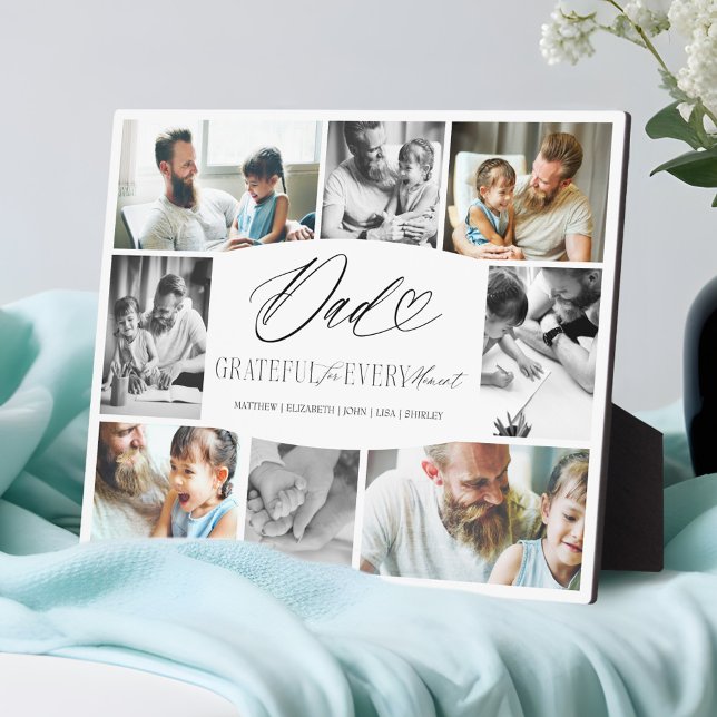 Dad Grateful for Every Moment Photo Collage Plaque (Dad Grateful for Every Moment Photo Collage Plaque)
