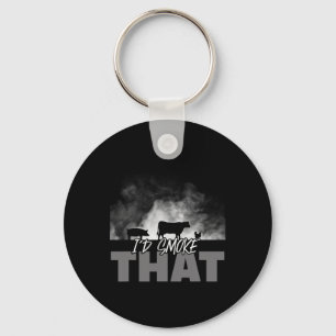 Dad Grilling Bbq Apparel - I'd Smoke That Cow Pig Key Ring