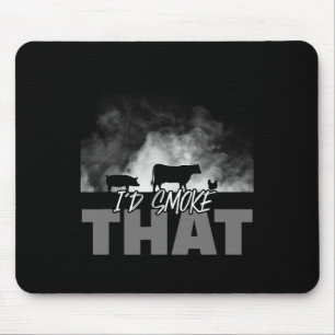 Dad Grilling Bbq Apparel - I'd Smoke That Cow Pig Mouse Pad