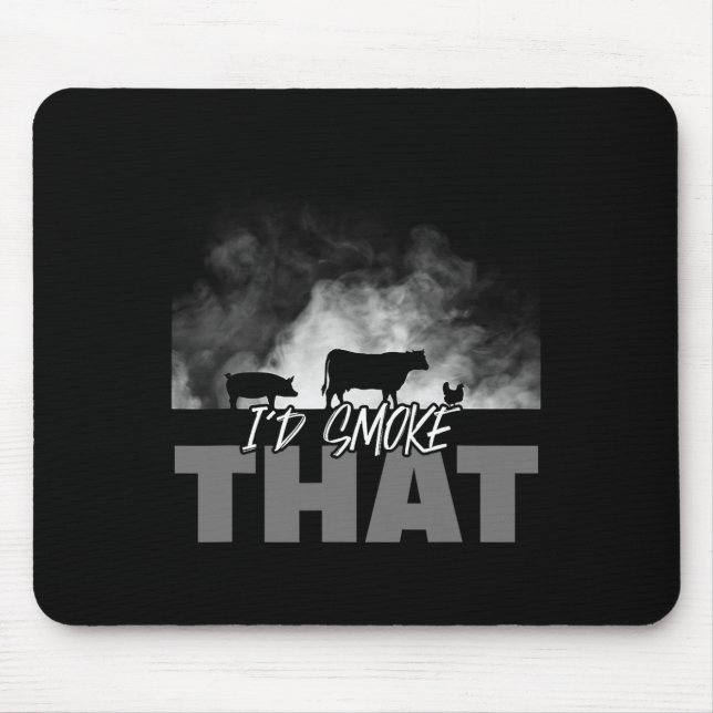 Dad Grilling Bbq Apparel - I'd Smoke That Cow Pig  Mouse Pad (Front)