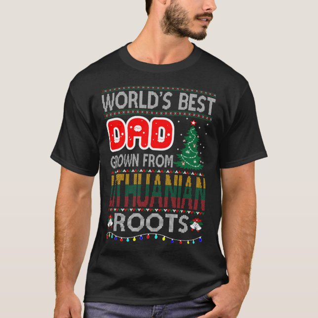 Dad Grown Lithuanian Roots Christmas Ugly Sweater (Front)