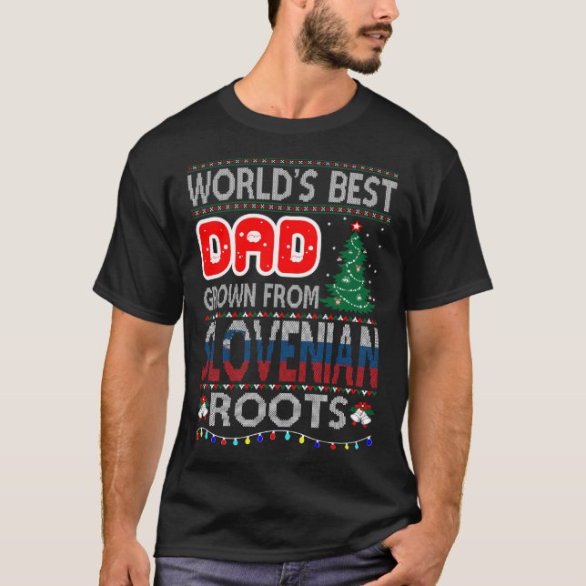 Dad Grown Slovenian Roots Christmas Ugly Sweater (Front)