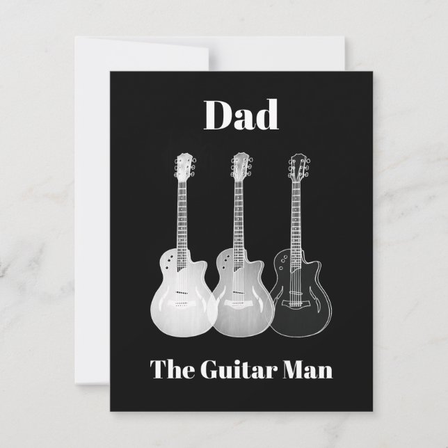 Dad guitar man simple funny monochromatic  card (Front)