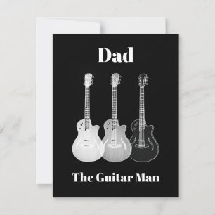 Dad guitar man simple funny monochromatic  card