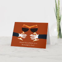 Dad Halloween with Toasting Wine Glasses Skeletons